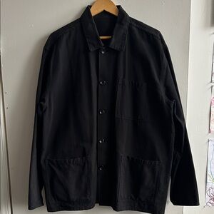 Men's Black Lightweight Button-Front Shirt Jacket